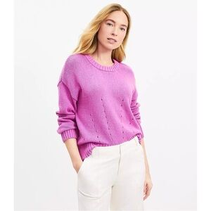 Ann Taylor LOFT Pointelle Trim Sweater M